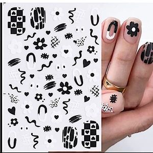 💌 BO/GO$6 Hearts Check Scribble Nail Art Stickers